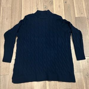 Croft & Barrow Womens Sweater Luxe Blue Cable Knit Cotton Blend Plus Sz 2X